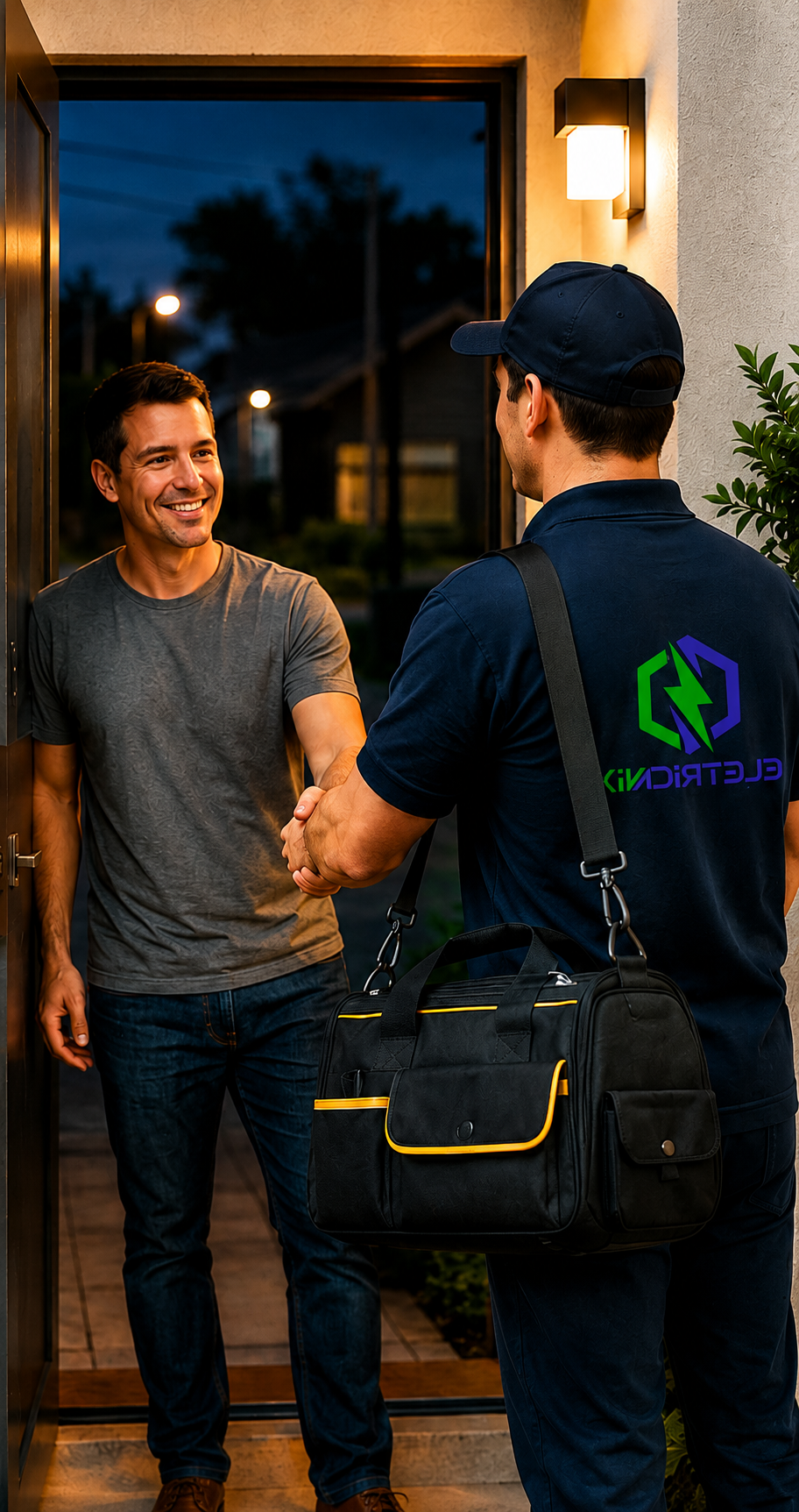 Eletricavix realizando atendimento elétrico residencial com cliente